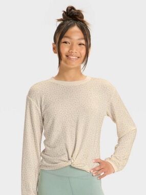 all in motion Cream Leopard-Print Long Sleeve Tee
